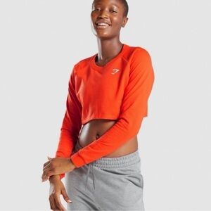 Gymshark Training Solar Orange Cropped Sweatshirt with Long Sleeves
